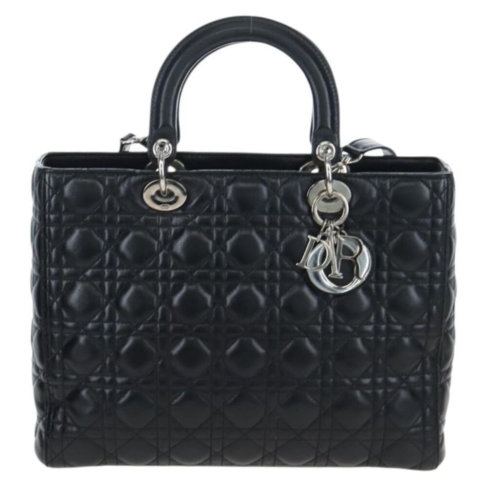 Christian Dior Lady Dior Lambskin Black Leather Handbag